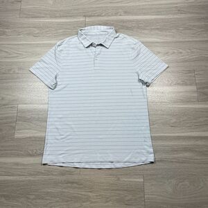 Lululemon Shirt Mens Large Blue Polo Golf Striped Short Sleeve Active